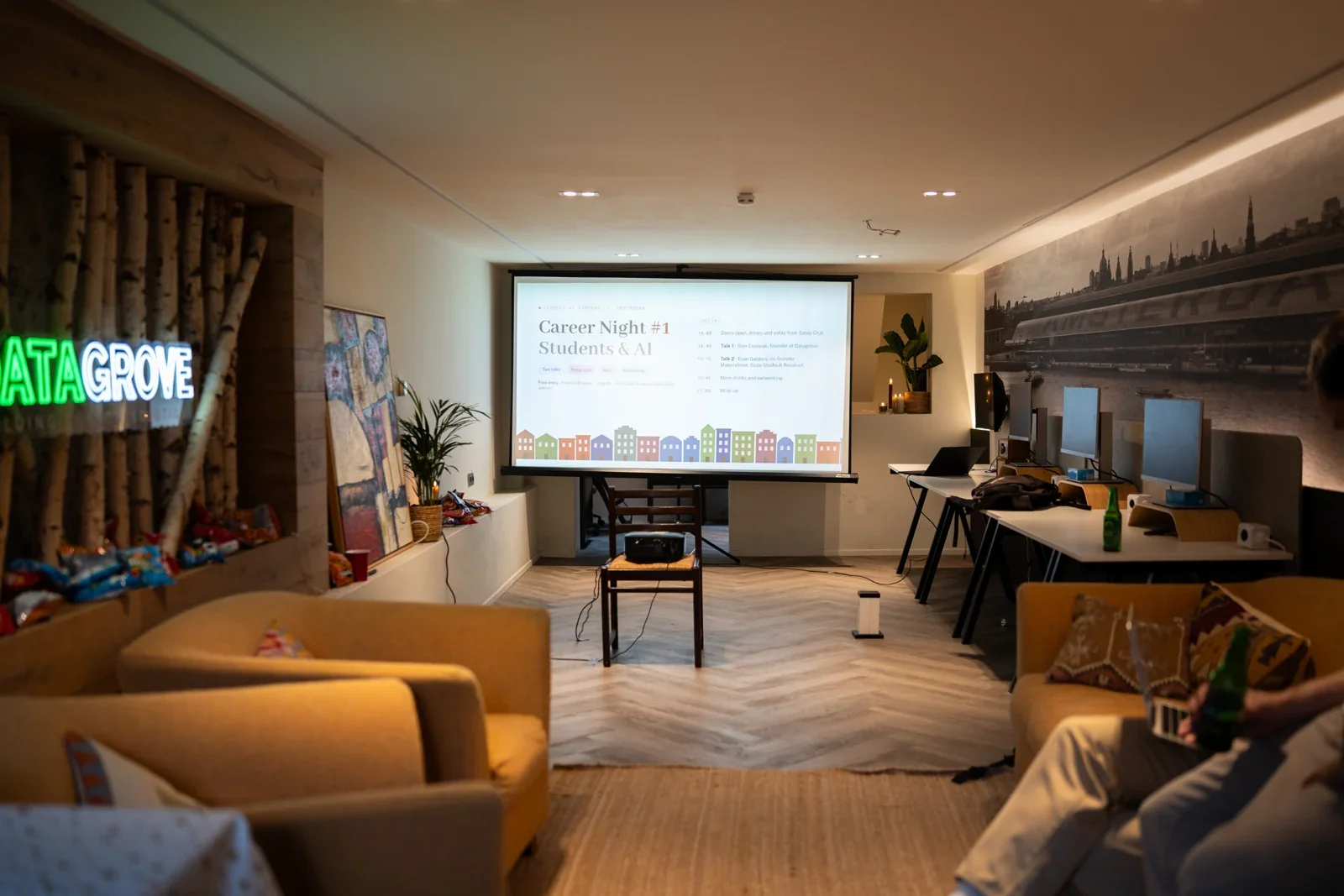 The Datagrove office, ready for a presentation